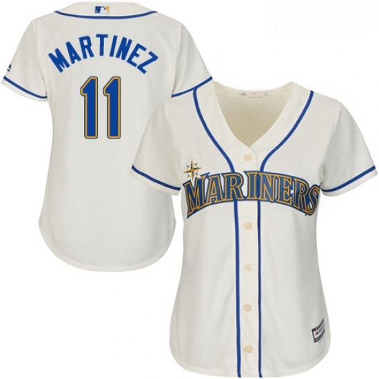 Mariners #11 Edgar Martinez Cream Alternate Women Stitched Baseball Jersey Mariners #11 Edgar Martinez Cream Alternate Women Stitched Baseball Jersey