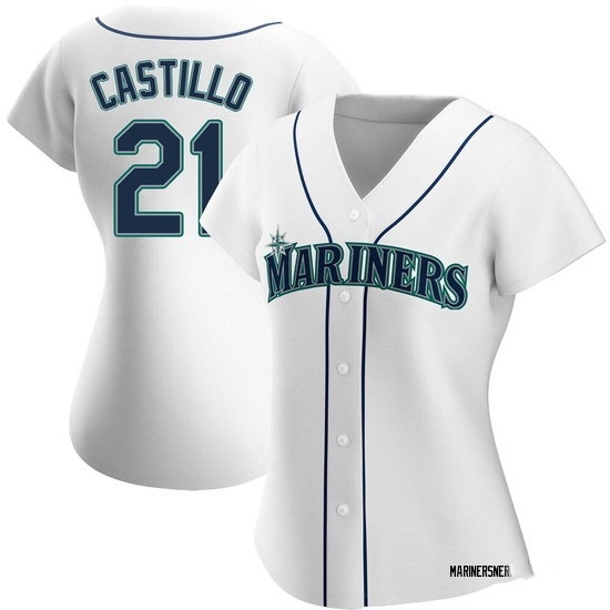 Women Seattle Mariners 21 Luis Castillo Authentic White Alternate Jerseys Women Seattle Mariners 21 Luis Castillo Authentic White Alternate Jerseys