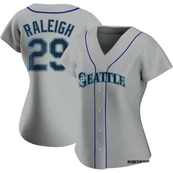 Women Seattle Mariners 29 Cal Raleigh grey Authentic Alternate Jerseys Women Seattle Mariners 29 Cal Raleigh grey Authentic Alternate Jerseys