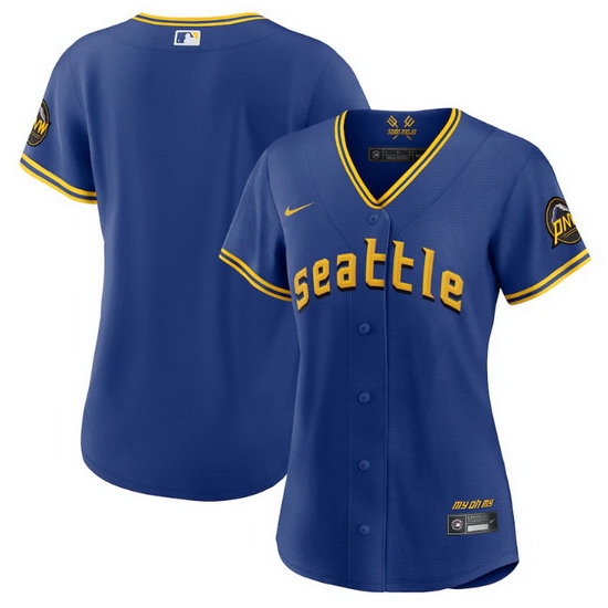 Women Seattle Mariners Blank Royal 2023 City Connect Stitched Baseball Jersey Women Seattle Mariners Blank Royal 2023 City Connect Stitched Baseball Jersey