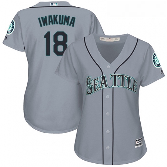 Womens Majestic Seattle Mariners 18 Hisashi Iwakuma Replica Grey Road Cool Base MLB Jersey Womens Majestic Seattle Mariners 18 Hisashi Iwakuma Replica Grey Road Cool Base MLB Jersey