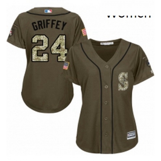 Womens Majestic Seattle Mariners 24 Ken Griffey Authentic Green Salute to Service MLB Jersey Womens Majestic Seattle Mariners 24 Ken Griffey Authentic Green Salute to Service MLB Jersey