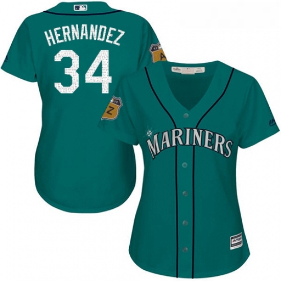 Womens Majestic Seattle Mariners 34 Felix Hernandez Authentic Aqua 2017 Spring Training Cool Base MLB Jersey Womens Majestic Seattle Mariners 34 Felix Hernandez Authentic Aqua 2017 Spring Training Cool Base MLB Jersey