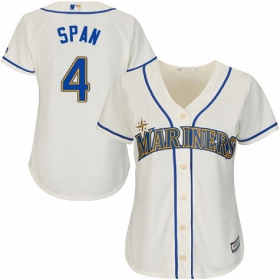Womens Majestic Seattle Mariners 4 Denard Span Authentic Cream Alternate Cool Base MLB Jersey Womens Majestic Seattle Mariners 4 Denard Span Authentic Cream Alternate Cool Base MLB Jersey