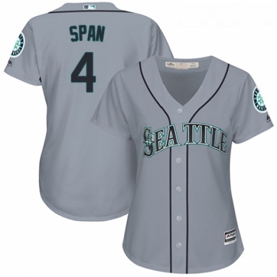 Womens Majestic Seattle Mariners 4 Denard Span Authentic Grey Road Cool Base MLB Jersey Womens Majestic Seattle Mariners 4 Denard Span Authentic Grey Road Cool Base MLB Jersey