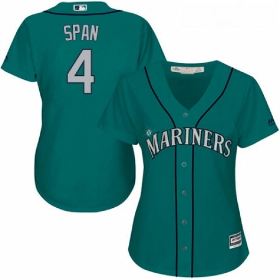 Womens Majestic Seattle Mariners 4 Denard Span Authentic Teal Green Alternate Cool Base MLB Jersey Womens Majestic Seattle Mariners 4 Denard Span Authentic Teal Green Alternate Cool Base MLB Jersey