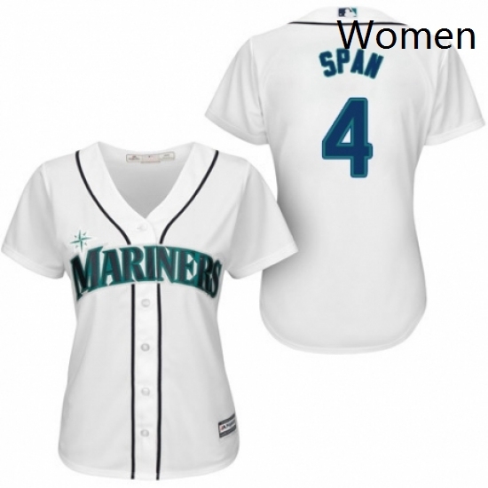 Womens Majestic Seattle Mariners 4 Denard Span Replica White Home Cool Base MLB Jersey Womens Majestic Seattle Mariners 4 Denard Span Replica White Home Cool Base MLB Jersey