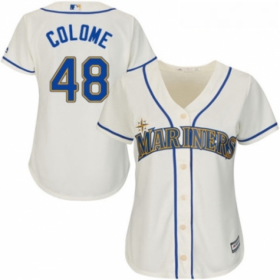 Womens Majestic Seattle Mariners 48 Alex Colome Replica Cream Alternate Cool Base MLB Jersey Womens Majestic Seattle Mariners 48 Alex Colome Replica Cream Alternate Cool Base MLB Jersey