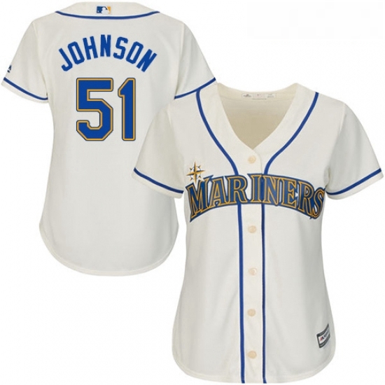 Womens Majestic Seattle Mariners 51 Randy Johnson Replica Cream Alternate Cool Base MLB Jersey Womens Majestic Seattle Mariners 51 Randy Johnson Replica Cream Alternate Cool Base MLB Jersey