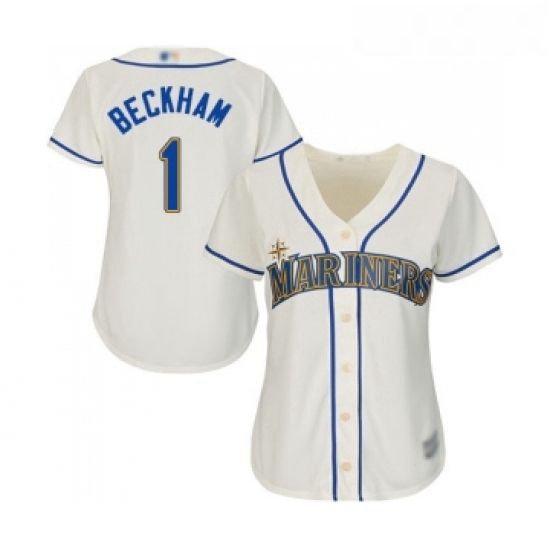 Womens Seattle Mariners 1 Tim Beckham Replica Cream Alternate Cool Base Baseball Jersey Womens Seattle Mariners 1 Tim Beckham Replica Cream Alternate Cool Base Baseball Jersey