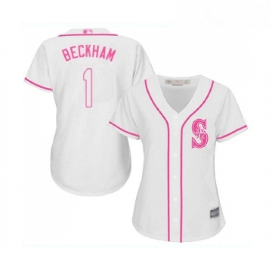Womens Seattle Mariners 1 Tim Beckham Replica White Fashion Cool Base Baseball Jersey Womens Seattle Mariners 1 Tim Beckham Replica White Fashion Cool Base Baseball Jersey