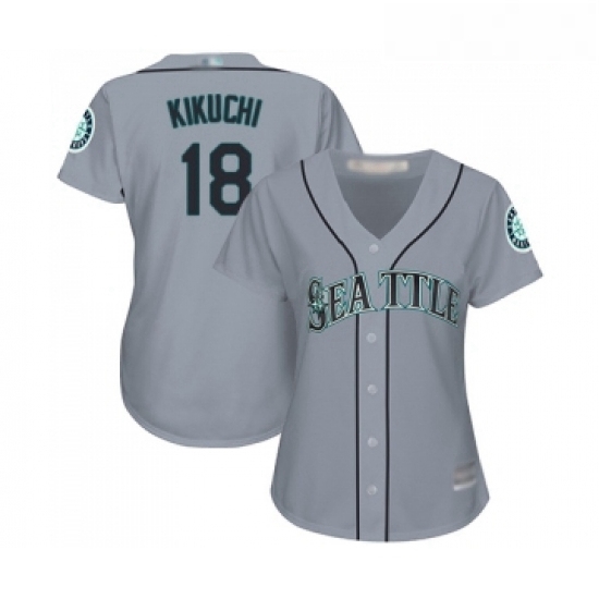 Womens Seattle Mariners 18 Yusei Kikuchi Replica Grey Road Cool Base Baseball Jersey Womens Seattle Mariners 18 Yusei Kikuchi Replica Grey Road Cool Base Baseball Jersey