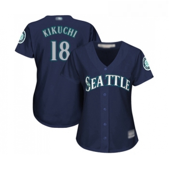 Womens Seattle Mariners 18 Yusei Kikuchi Replica Navy Blue Alternate 2 Cool Base Baseball Jersey Womens Seattle Mariners 18 Yusei Kikuchi Replica Navy Blue Alternate 2 Cool Base Baseball Jersey