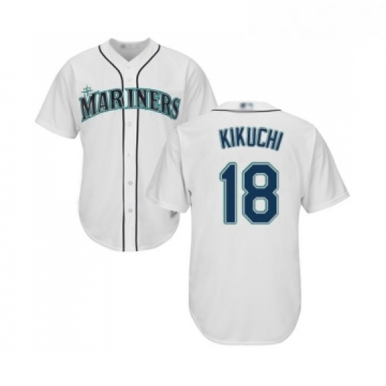 Youth Seattle Mariners 18 Yusei Kikuchi Replica White Home Cool Base Baseball Jersey Youth Seattle Mariners 18 Yusei Kikuchi Replica White Home Cool Base Baseball Jersey