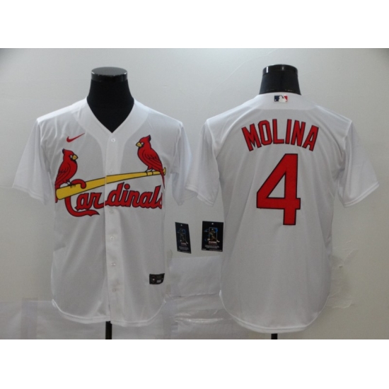 Men St. Louis Cardinals #4 Yadier Molina White Cool Base Stitched Jersey Men St. Louis Cardinals #4 Yadier Molina White Cool Base Stitched Jersey