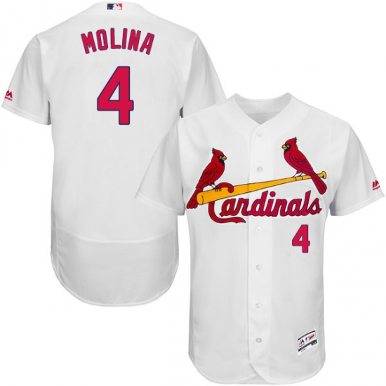 Men St. Louis Cardinals #4 Yadier Molina White MLB Jersey Men St. Louis Cardinals #4 Yadier Molina White MLB Jersey