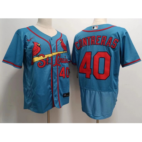 Men St Louis Cardinals 40 Willson Contreras Blue Jersey Home Flex Base Men St Louis Cardinals 40 Willson Contreras Blue Jersey Home Flex Base