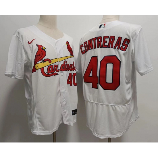 Men St Louis Cardinals 40 Willson Contreras White Stitched Flex Base Jersey Men St Louis Cardinals 40 Willson Contreras White Stitched Flex Base Jersey