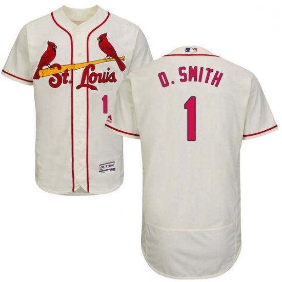 Mens Majestic St Louis Cardinals 1 Ozzie Smith Cream Alternate Flex Base Authentic Collection MLB Jersey Mens Majestic St Louis Cardinals 1 Ozzie Smith Cream Alternate Flex Base Authentic Collection MLB Jersey