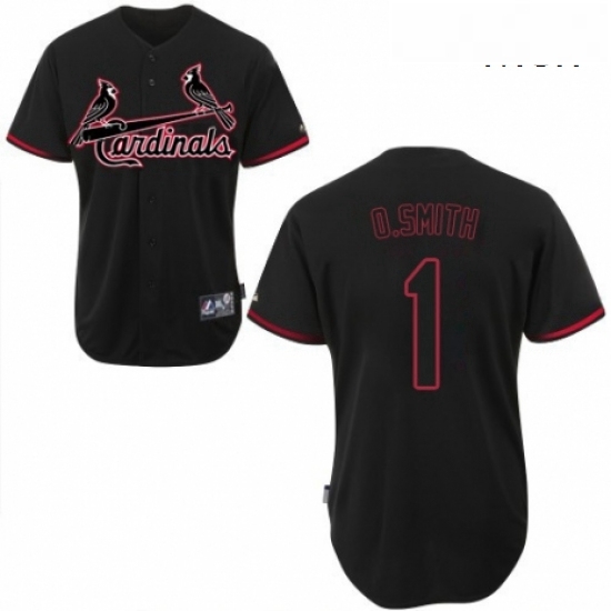 Mens Majestic St Louis Cardinals 1 Ozzie Smith Replica Black Fashion MLB Jersey Mens Majestic St Louis Cardinals 1 Ozzie Smith Replica Black Fashion MLB Jersey