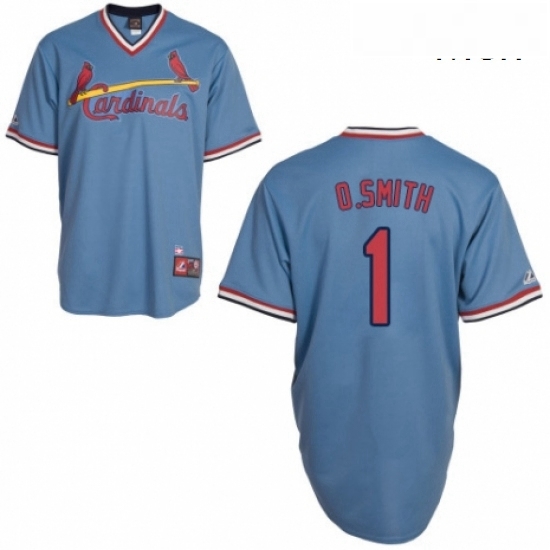 Mens Majestic St Louis Cardinals 1 Ozzie Smith Replica Blue Cooperstown Throwback MLB Jersey Mens Majestic St Louis Cardinals 1 Ozzie Smith Replica Blue Cooperstown Throwback MLB Jersey