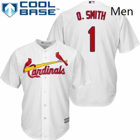 Mens Majestic St Louis Cardinals 1 Ozzie Smith Replica White Home Cool Base MLB Jersey Mens Majestic St Louis Cardinals 1 Ozzie Smith Replica White Home Cool Base MLB Jersey