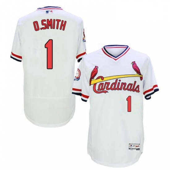 Mens Majestic St Louis Cardinals 1 Ozzie Smith White Flexbase Authentic Collection Cooperstown MLB Jersey Mens Majestic St Louis Cardinals 1 Ozzie Smith White Flexbase Authentic Collection Cooperstown MLB Jersey