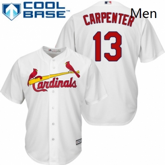 Mens Majestic St Louis Cardinals 13 Matt Carpenter Replica White Home Cool Base MLB Jersey Mens Majestic St Louis Cardinals 13 Matt Carpenter Replica White Home Cool Base MLB Jersey
