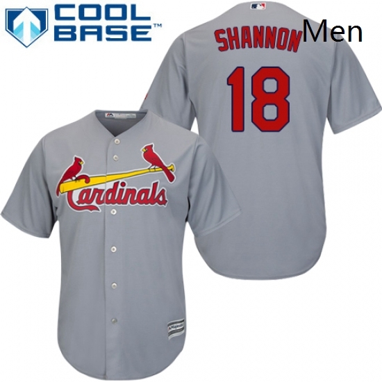 Mens Majestic St Louis Cardinals 18 Mike Shannon Replica Grey Road Cool Base MLB Jersey Mens Majestic St Louis Cardinals 18 Mike Shannon Replica Grey Road Cool Base MLB Jersey