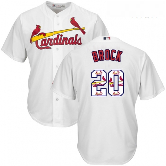 Mens Majestic St Louis Cardinals 20 Lou Brock Authentic White Team Logo Fashion Cool Base MLB Jersey Mens Majestic St Louis Cardinals 20 Lou Brock Authentic White Team Logo Fashion Cool Base MLB Jersey