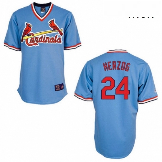 Mens Majestic St Louis Cardinals 24 Whitey Herzog Authentic Blue Cooperstown Throwback MLB Jersey Mens Majestic St Louis Cardinals 24 Whitey Herzog Authentic Blue Cooperstown Throwback MLB Jersey