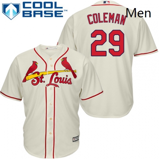 Mens Majestic St Louis Cardinals 29 Vince Coleman Replica Cream Alternate Cool Base MLB Jersey Mens Majestic St Louis Cardinals 29 Vince Coleman Replica Cream Alternate Cool Base MLB Jersey