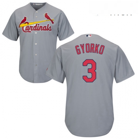 Mens Majestic St Louis Cardinals 3 Jedd Gyorko Replica Grey Road Cool Base MLB Jersey Mens Majestic St Louis Cardinals 3 Jedd Gyorko Replica Grey Road Cool Base MLB Jersey