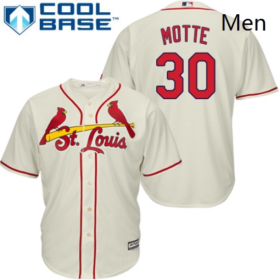 Mens Majestic St Louis Cardinals 30 Jason Motte Replica Cream Alternate Cool Base MLB Jersey Mens Majestic St Louis Cardinals 30 Jason Motte Replica Cream Alternate Cool Base MLB Jersey