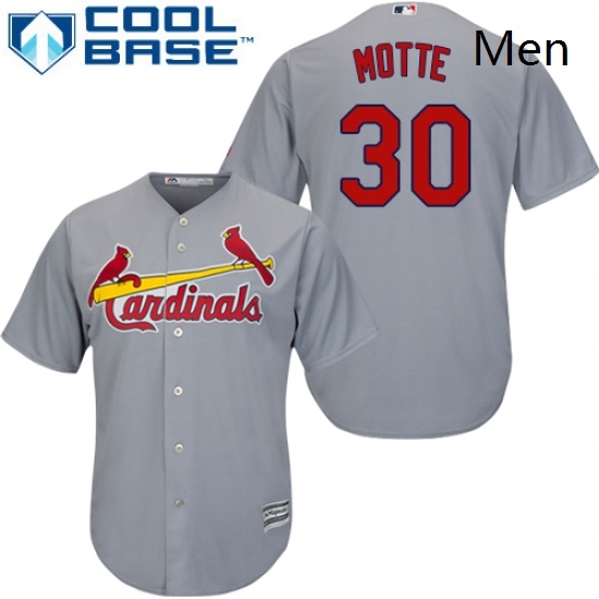 Mens Majestic St Louis Cardinals 30 Jason Motte Replica Grey Road Cool Base MLB Jersey Mens Majestic St Louis Cardinals 30 Jason Motte Replica Grey Road Cool Base MLB Jersey