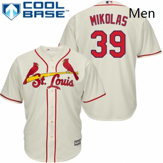 Mens Majestic St Louis Cardinals 39 Miles Mikolas Replica Cream Alternate Cool Base MLB Jersey Mens Majestic St Louis Cardinals 39 Miles Mikolas Replica Cream Alternate Cool Base MLB Jersey