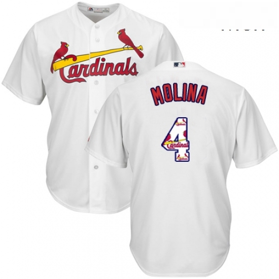 Mens Majestic St Louis Cardinals 4 Yadier Molina Authentic White Team Logo Fashion Cool Base MLB Jersey Mens Majestic St Louis Cardinals 4 Yadier Molina Authentic White Team Logo Fashion Cool Base MLB Jersey