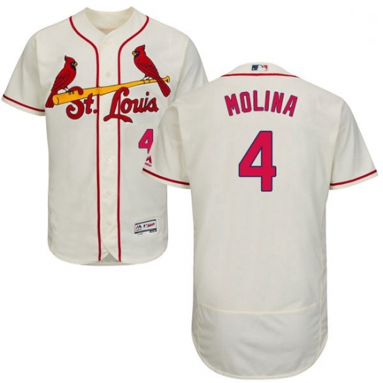 Mens Majestic St Louis Cardinals 4 Yadier Molina Cream Alternate Flex Base Authentic Collection MLB Jersey Mens Majestic St Louis Cardinals 4 Yadier Molina Cream Alternate Flex Base Authentic Collection MLB Jersey