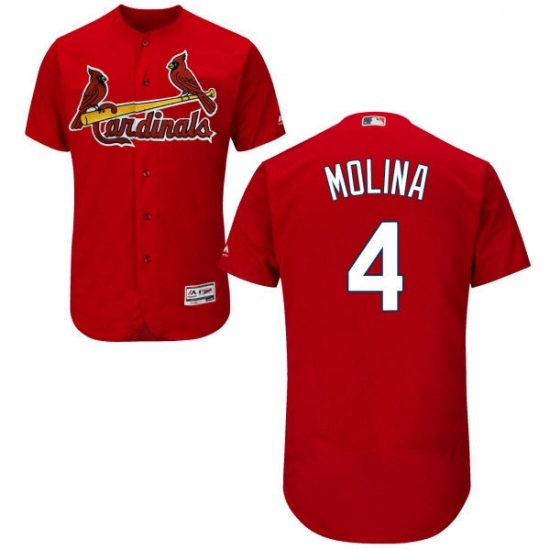 Mens Majestic St Louis Cardinals 4 Yadier Molina Red Alternate Flex Base Authentic Collection MLB Jersey Mens Majestic St Louis Cardinals 4 Yadier Molina Red Alternate Flex Base Authentic Collection MLB Jersey
