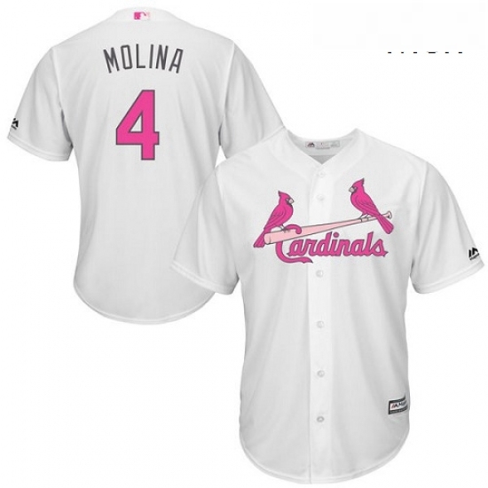 Mens Majestic St Louis Cardinals 4 Yadier Molina Replica White 2016 Mothers Day Cool Base MLB Jersey Mens Majestic St Louis Cardinals 4 Yadier Molina Replica White 2016 Mothers Day Cool Base MLB Jersey