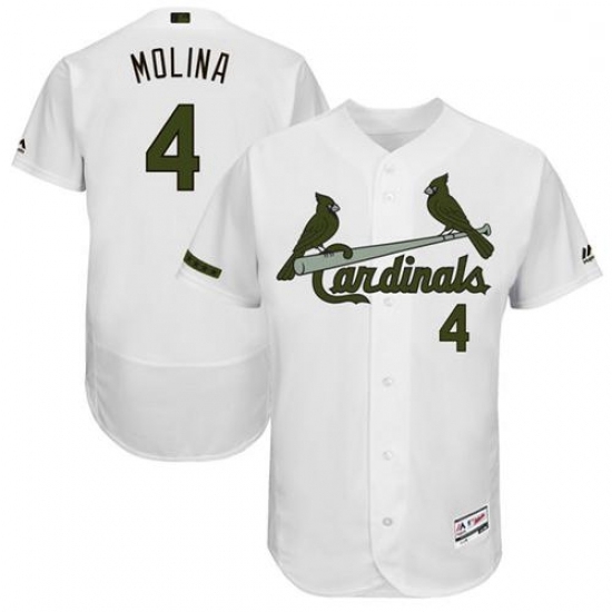 Mens Majestic St Louis Cardinals 4 Yadier Molina White Memorial Day Authentic Collection Flex Base MLB Jersey Mens Majestic St Louis Cardinals 4 Yadier Molina White Memorial Day Authentic Collection Flex Base MLB Jersey