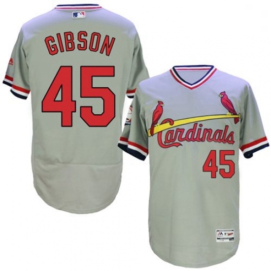 Mens Majestic St Louis Cardinals 45 Bob Gibson Grey Flexbase Authentic Collection Cooperstown MLB Jersey Mens Majestic St Louis Cardinals 45 Bob Gibson Grey Flexbase Authentic Collection Cooperstown MLB Jersey