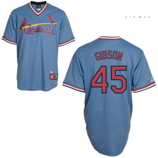 Mens Majestic St Louis Cardinals 45 Bob Gibson Replica Blue Cooperstown Throwback MLB Jersey Mens Majestic St Louis Cardinals 45 Bob Gibson Replica Blue Cooperstown Throwback MLB Jersey