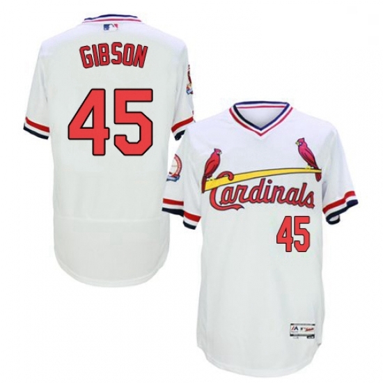 Mens Majestic St Louis Cardinals 45 Bob Gibson White Flexbase Authentic Collection Cooperstown MLB Jersey Mens Majestic St Louis Cardinals 45 Bob Gibson White Flexbase Authentic Collection Cooperstown MLB Jersey