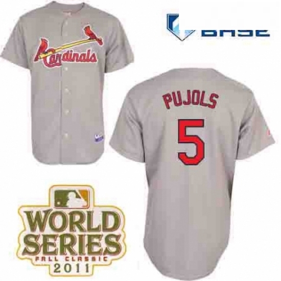 Mens Majestic St Louis Cardinals 5 Albert Pujols Replica Grey Cool Base 2011 World Series Patch MLB Jersey Mens Majestic St Louis Cardinals 5 Albert Pujols Replica Grey Cool Base 2011 World Series Patch MLB Jersey
