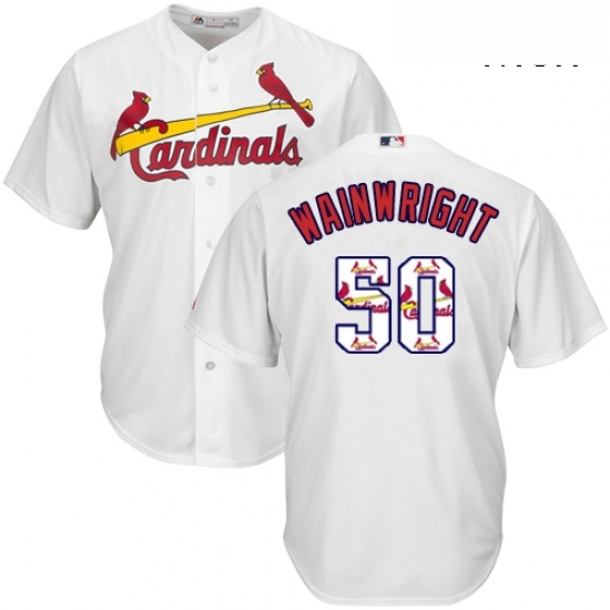 Mens Majestic St Louis Cardinals 50 Adam Wainwright Authentic White Team Logo Fashion Cool Base MLB Jersey Mens Majestic St Louis Cardinals 50 Adam Wainwright Authentic White Team Logo Fashion Cool Base MLB Jersey