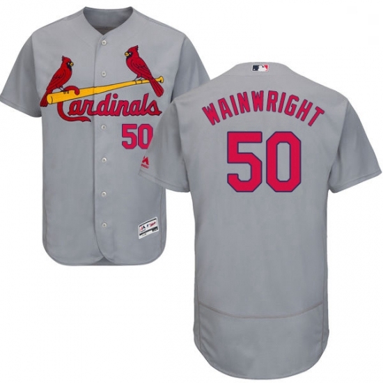 Mens Majestic St Louis Cardinals 50 Adam Wainwright Grey Road Flex Base Authentic Collection MLB Jersey Mens Majestic St Louis Cardinals 50 Adam Wainwright Grey Road Flex Base Authentic Collection MLB Jersey