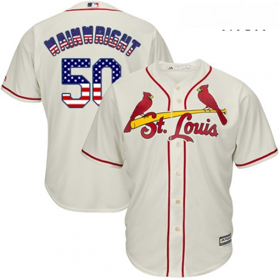Mens Majestic St Louis Cardinals 50 Adam Wainwright Replica Cream USA Flag Fashion MLB Jersey Mens Majestic St Louis Cardinals 50 Adam Wainwright Replica Cream USA Flag Fashion MLB Jersey