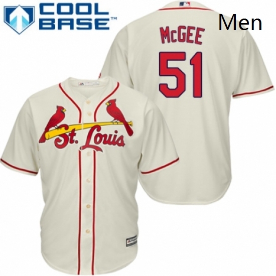 Mens Majestic St Louis Cardinals 51 Willie McGee Replica Cream Alternate Cool Base MLB Jersey Mens Majestic St Louis Cardinals 51 Willie McGee Replica Cream Alternate Cool Base MLB Jersey
