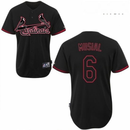 Mens Majestic St Louis Cardinals 6 Stan Musial Replica Black Fashion MLB Jersey Mens Majestic St Louis Cardinals 6 Stan Musial Replica Black Fashion MLB Jersey